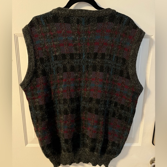Woolworth’s 80’s V-neck Plaid Wool Sweater Vest Preppy Argyle Grandpa Large VTG - Picture 5 of 9